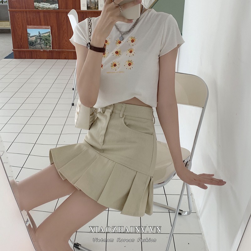 Chân Váy Chữ A Xếp Ly Phong Cách Retro Hàn Quốc 2 Màu Lựa Chọn | BigBuy360 - bigbuy360.vn