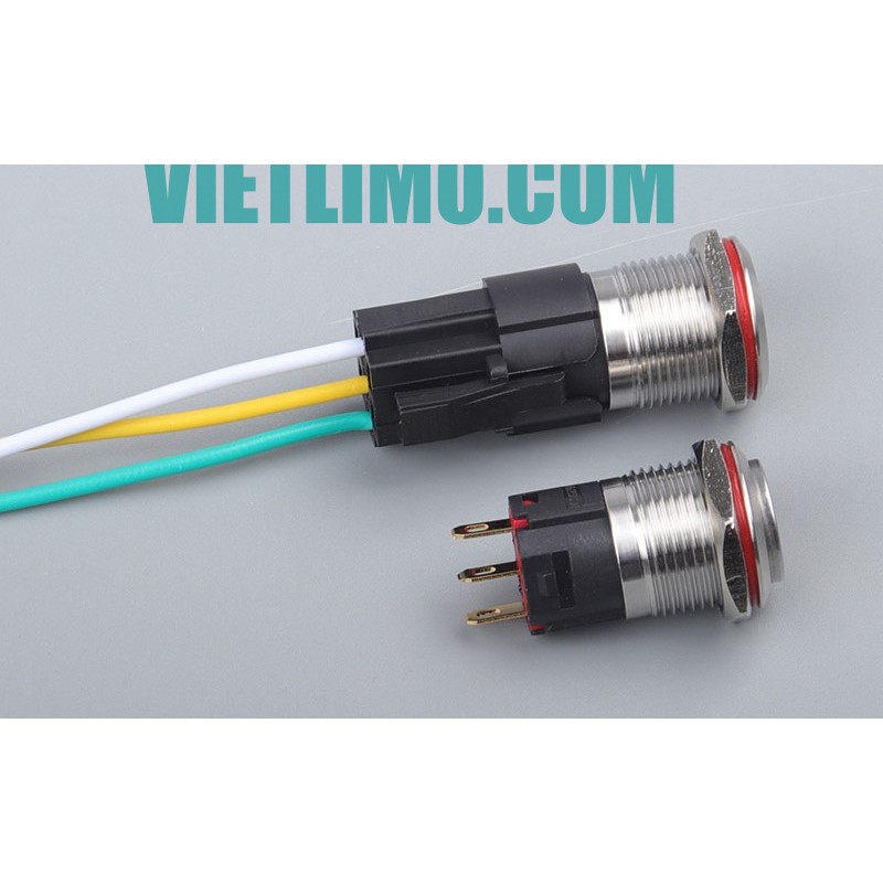 Công tắc Kim loại 16mm nhấn nhả nhấn khóa 12V 24V chống nước /16mm LED Momentary push button switch/ Latching