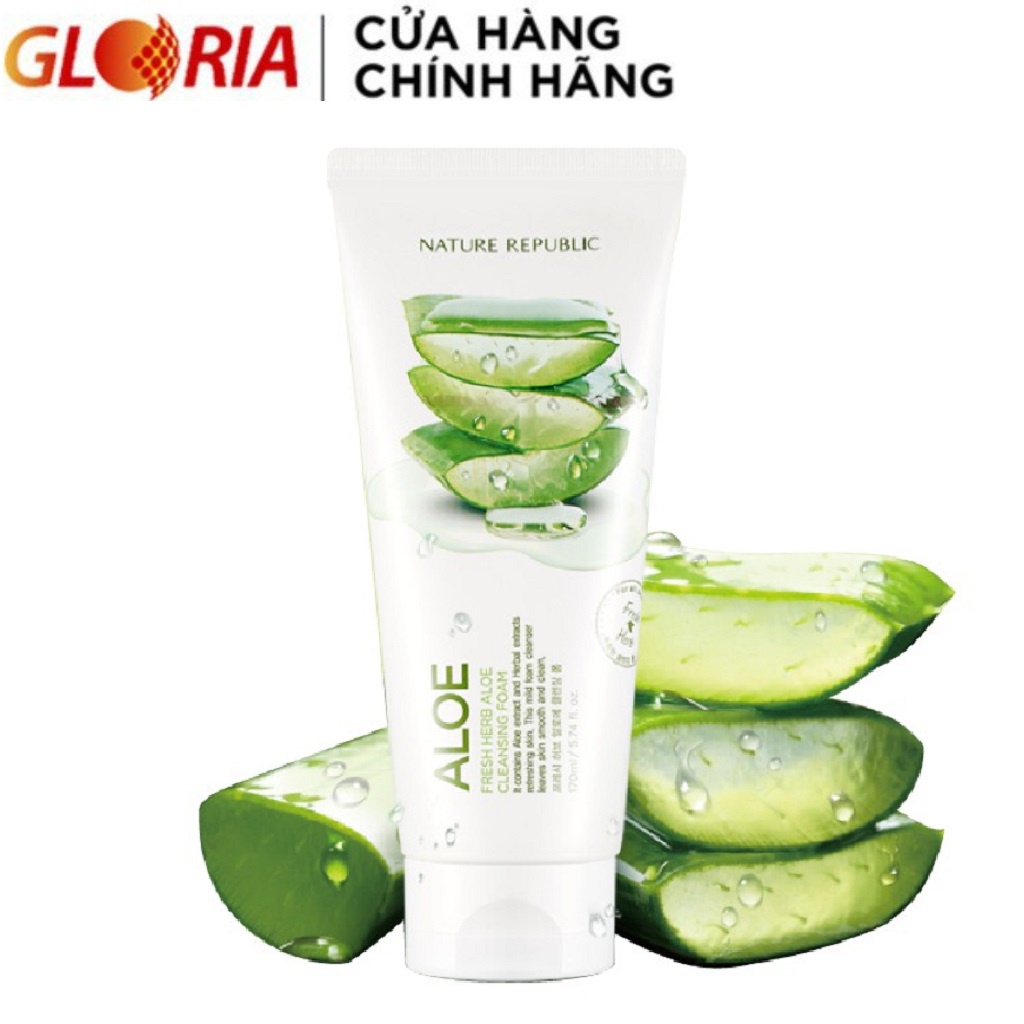 Sữa Rửa Mặt Lô Hội Nature Republic Fresh Herb Aloe Cleansing Foam 170ml