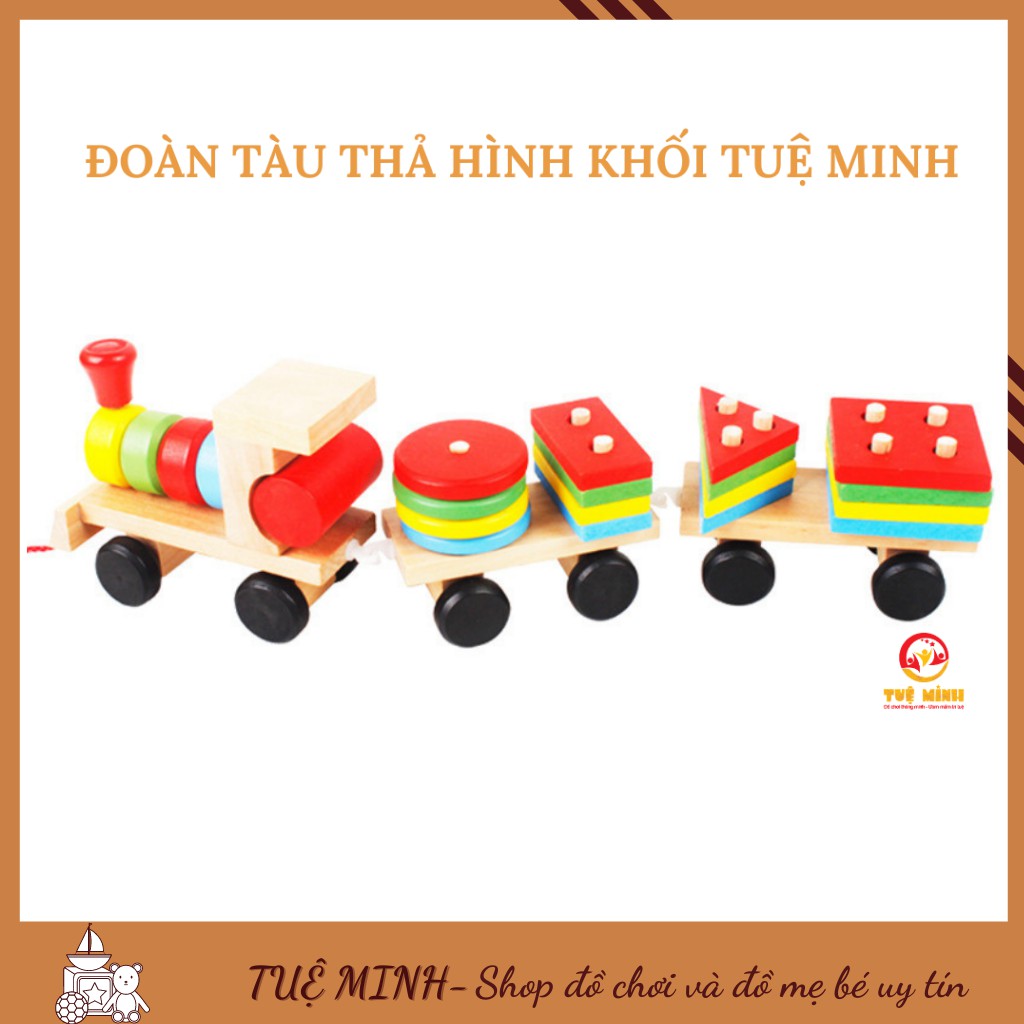 [Mã LIFETOYS1 giảm 30K đơn 99K] Đoàn Tàu Thả Cọc Hình Khối Đồ Chơi Trí Tuệ Cho Bé Phát Triển Kỹ Năng Cơ Bản