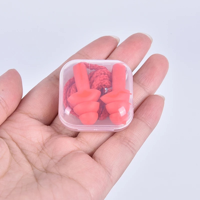 Một cặp nút bịt tai chống ồn chất liệu silicon mềm có thể tái sử dụng với dây