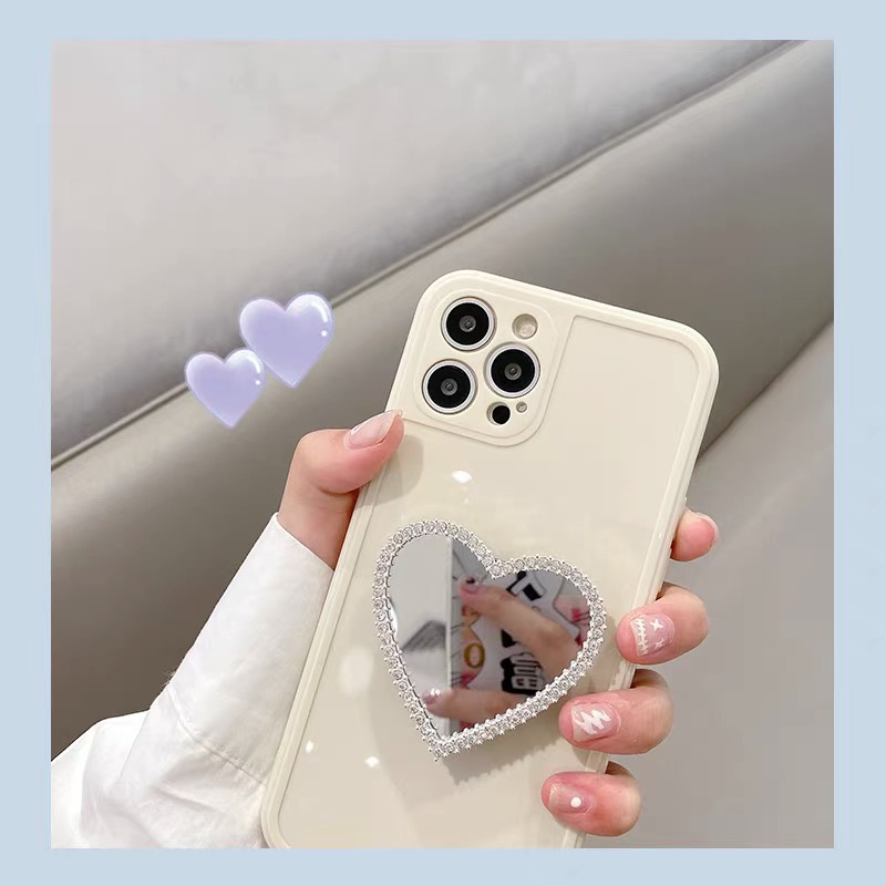 Ốp điện thoại mềm màu trắng có giá đỡ tráng gương thích hợp cho Iphone 12 Pro Max 11 Pro Max Xs Max Xr X 7 8 Plus 7 Plus