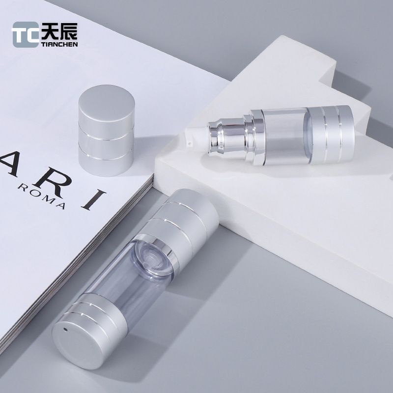 Chai hút chân không trong suốt Nắp Bạc 30ml , chai xịt giọt chiết kem , phụ kiện du lịch