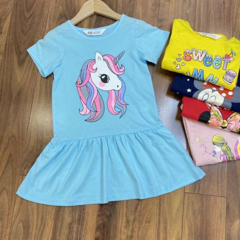 VÁY CỘC TAY ĐUÔI CÁ IN HÌNH ELSA HOẶC NGỰA PONY CHO BÉ 7-17KG | VIDEO THẬT | SHOP BEECOW