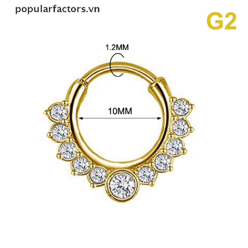 Khuyên mũi/ sụn tai bằng thép không gỉ đính đá pha lê CZ