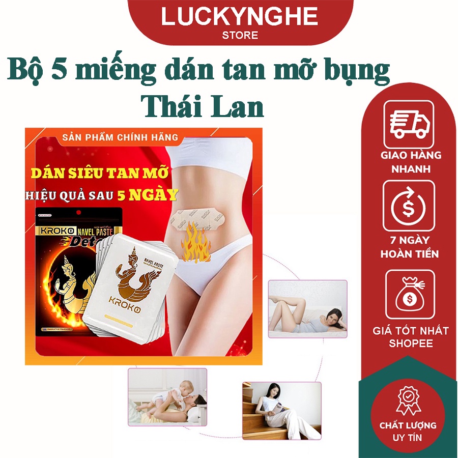 Dán tan mỡ bụng thái lan kroko detox navel paste - 5 Miếng giảm mỡ bụng, đùi, bắp tay, bắp chân