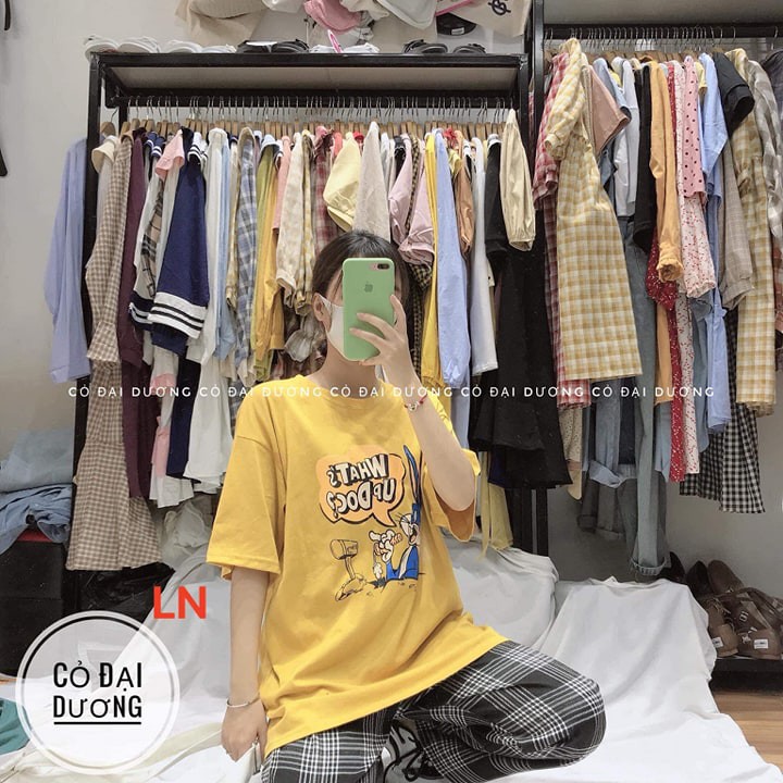 Áo phông thụng họa tiết thỏ hát siêu xinh