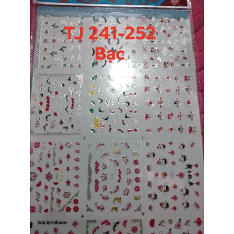 Hình dán sticker 3d noel thần tài, tết 2019 trang trí móng nail bảng to nhiều mẫu hoa hình đẹp xinh.