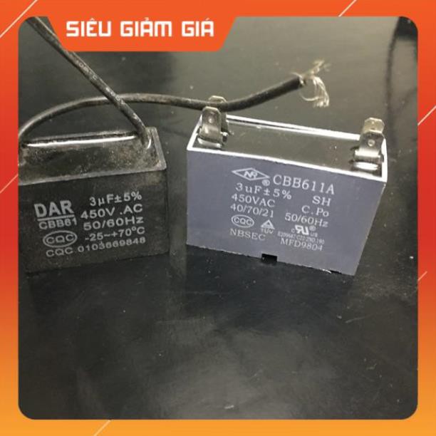 Tụ quạt 3 uf dây hoặc cắm - Giá tốt nhất