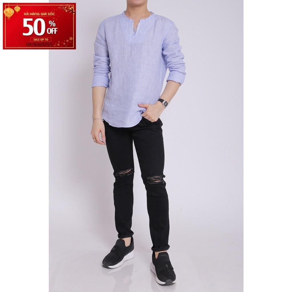 Áo sơ mi nam linen cao cấp dài tay cổ tua tròn boypro SBM006 (màu trắng)