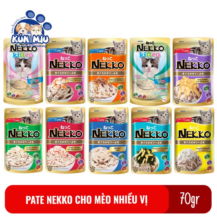 Thức ăn pate Nekko cho mèo gói 70gr các vị