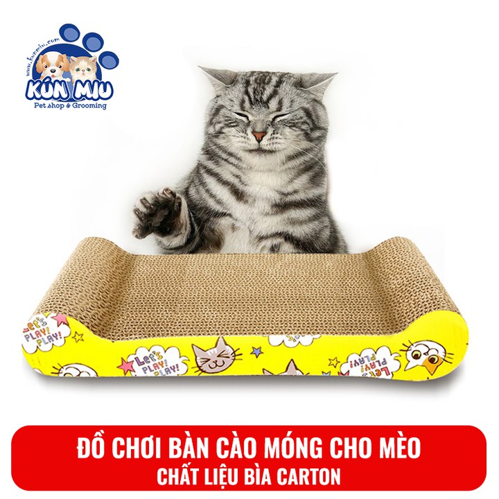 Bàn cào móng cho mèo bằng bìa 2 đầu cong cỡ to Kún Miu tặng kèm catnip giúp mèo thư giãn