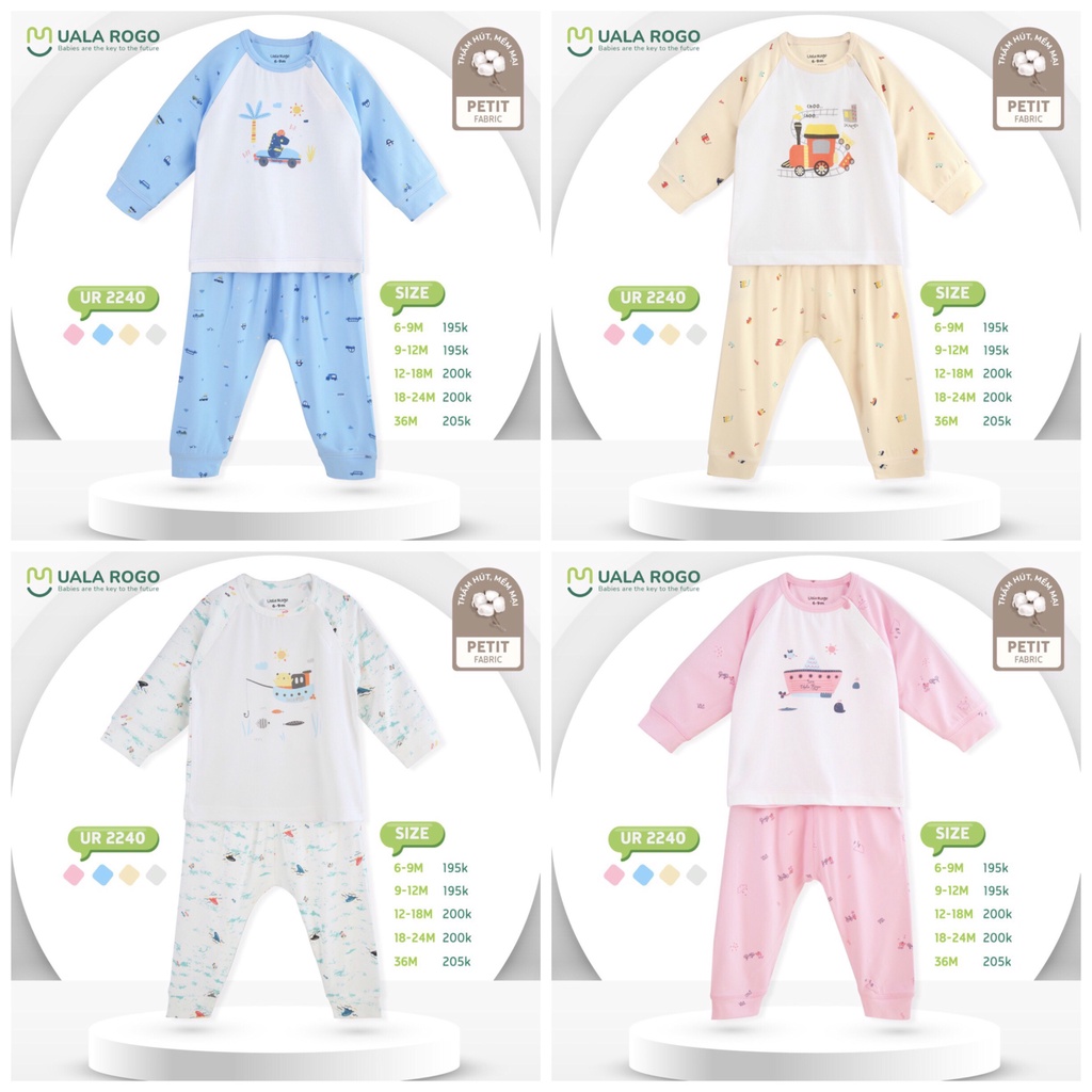 [CHÍNH HÃNG] Bộ dài tay raglan petit in hình họa tiết trẻ em Uala Rogo