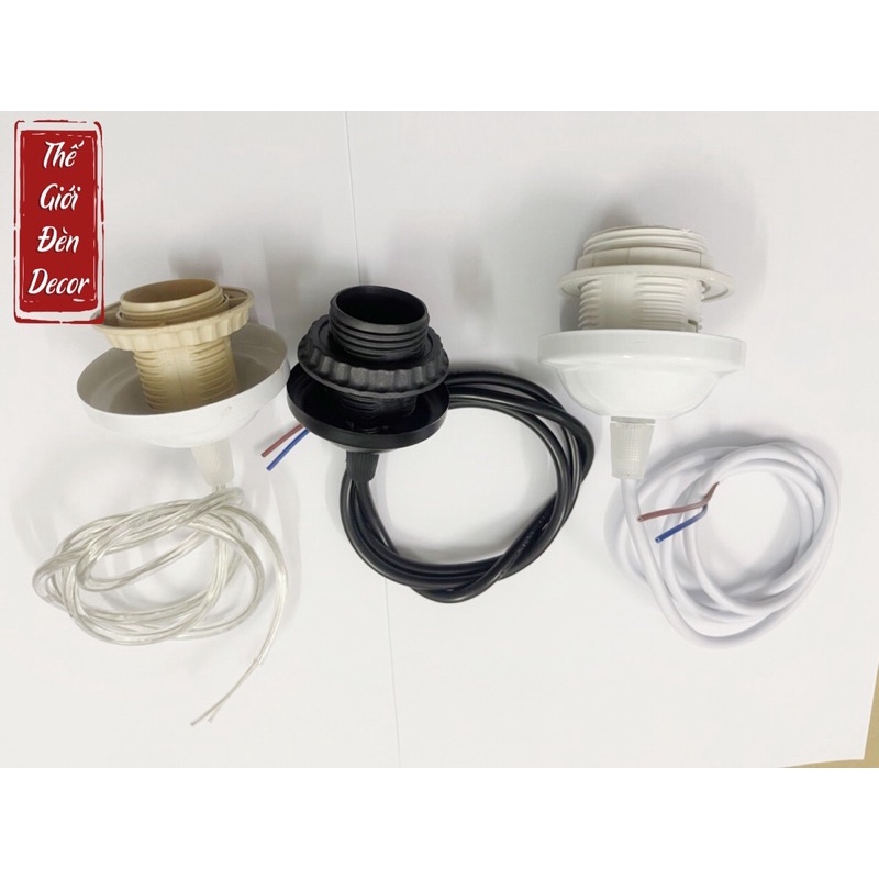 Dây đui đế đèn thả trần T050 ,Bộ linh kiện đui dây cho chao đèn thả đèn mây tre đan
