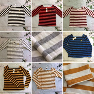 Áo thun sọc ngang cổ vuông tay dài HÌNH CHỤP THẬT