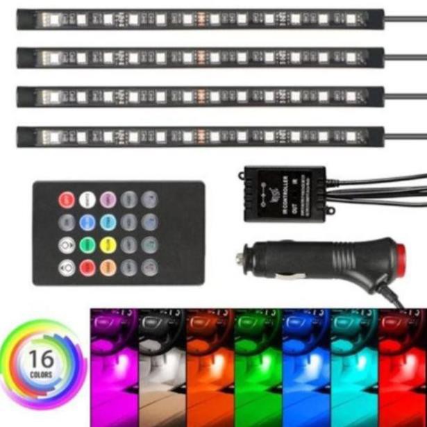 GIÁ SIÊU RẺ - Trọn bộ led sàn, led gầm ghế oto cảm biến đổi màu theo nhạc (có video chi tiết)