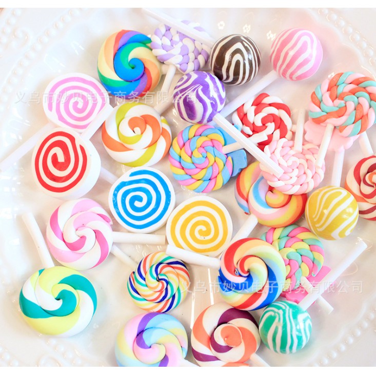 Túi combo 30 charm kẹo mút cầu vồng các loại cho các bạn trang tri vỏ ốp điện thoại, DIY