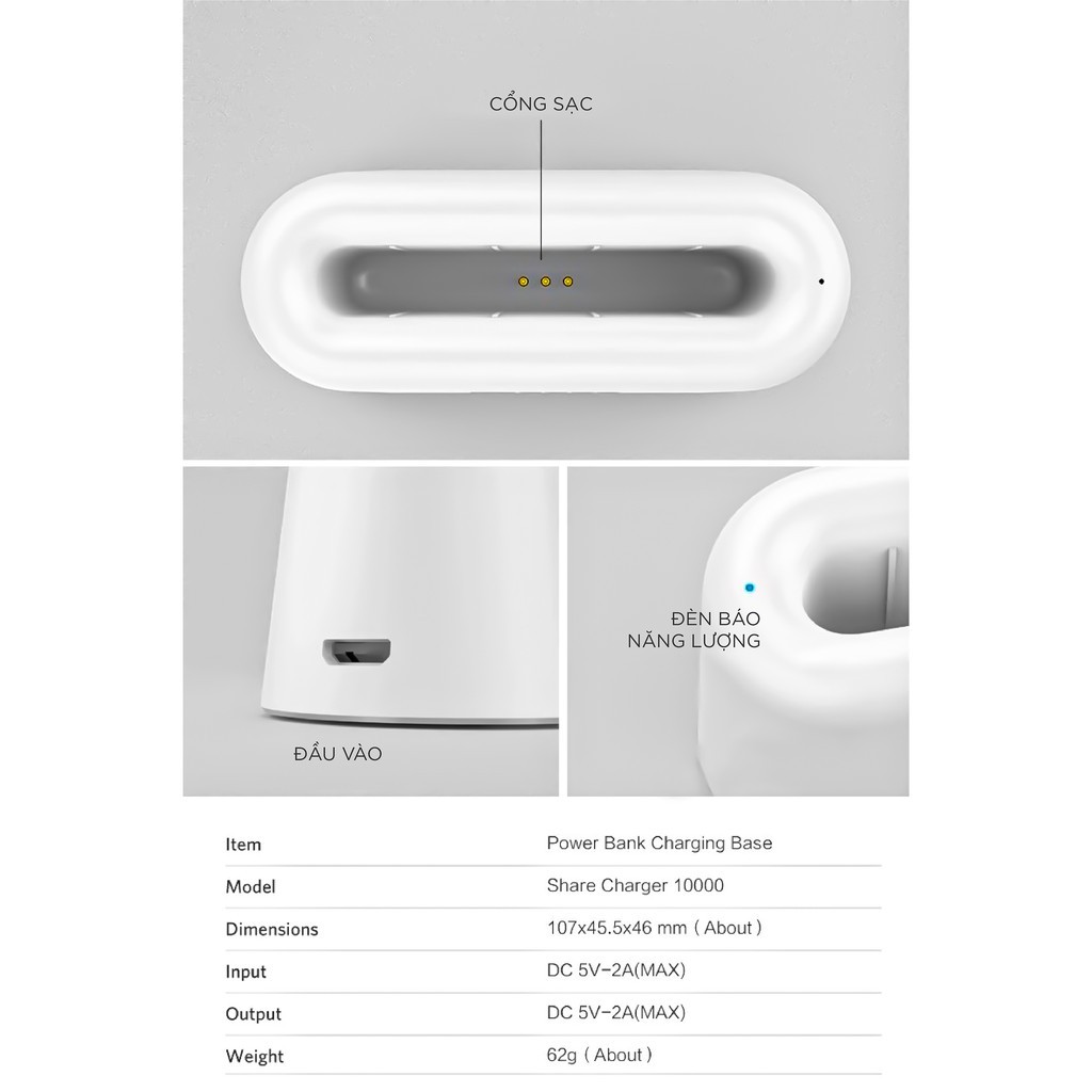 [YOOBAO80K giảm 80K] Pin sạc dự phòng + Dock sạc nam châm - YOOBAO YB-S10K Share dung lượng 10000mAh - Chính Hãng