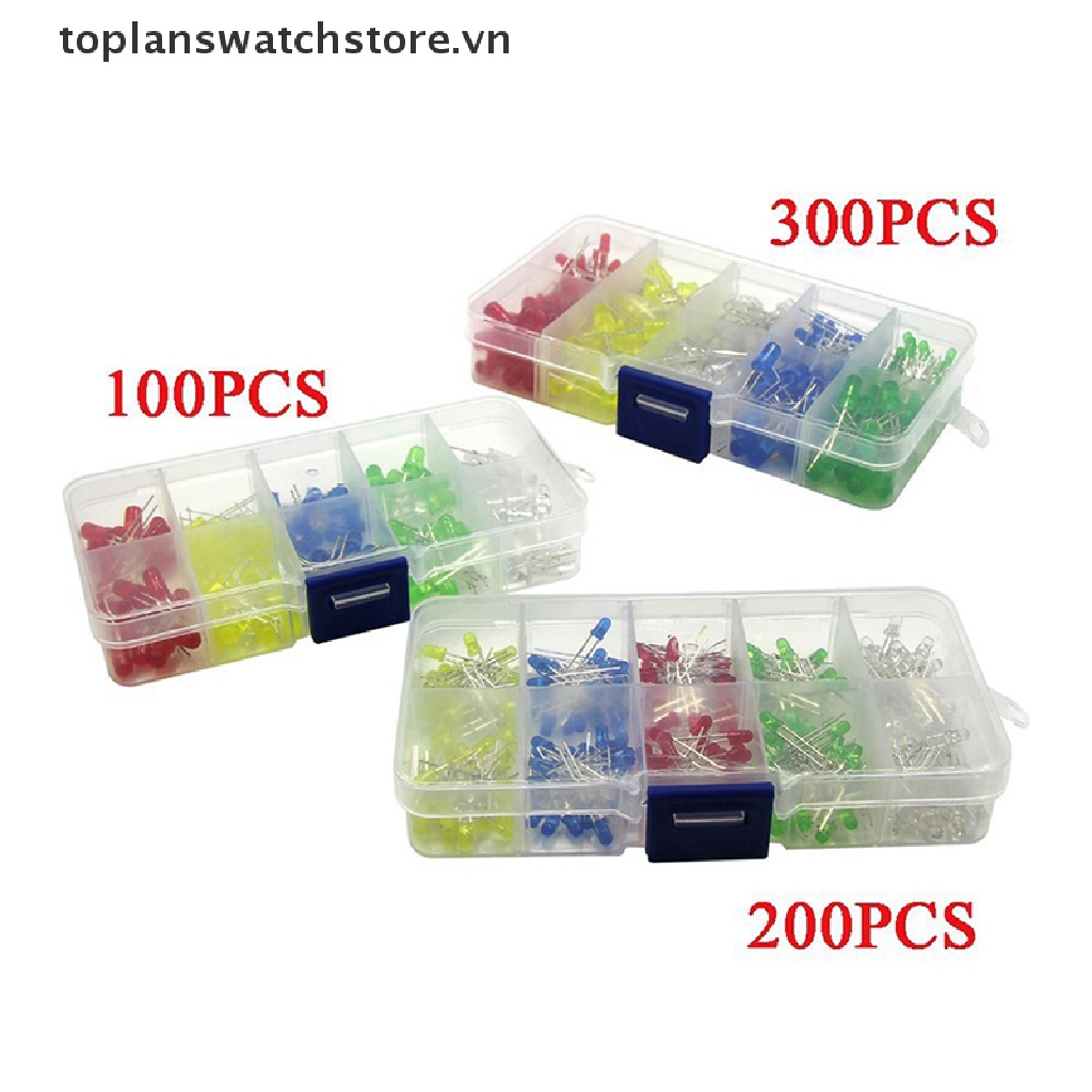 [toplanswatchstore] 100 200 300 Đèn LED Diode Hình Tròn Năm Màu