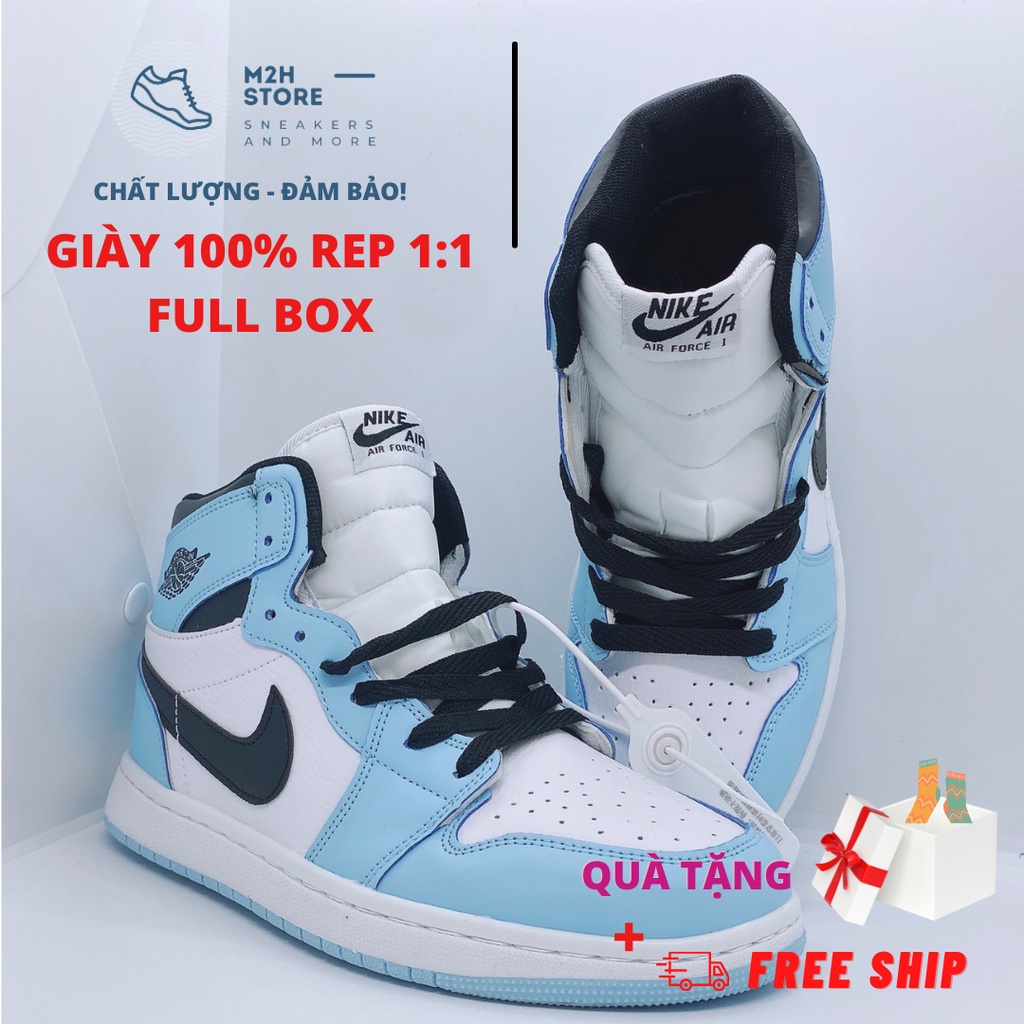 Giày Thể Thao Nam Nữ Sneaker Air Jordan 1 Cổ Cao University Blue Full Size