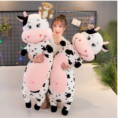 Gối Ôm Gấu Bông Hình Thú Con Bò Vải Nỉ Nhung Cao Cấp