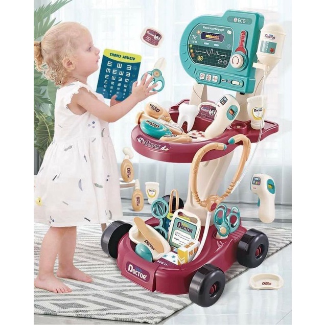 Đồ Chơi Bác Sĩ 24 Chi Tiết Kèm Xe Đẩy Máy Đo Nhịp Tim [Hàng Cao Cấp]