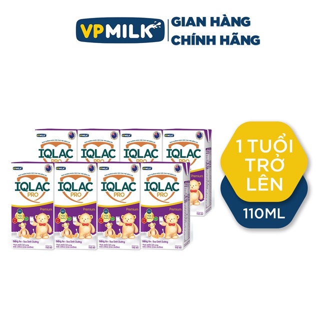 [Set 6 lốc - hộp 110ml] Sữa Pha Sẵn IQLac Pro Biếng Ăn, Suy Dinh Dưỡng Premium VPMilk, Phát Triển Chiều Cao Toàn Diện