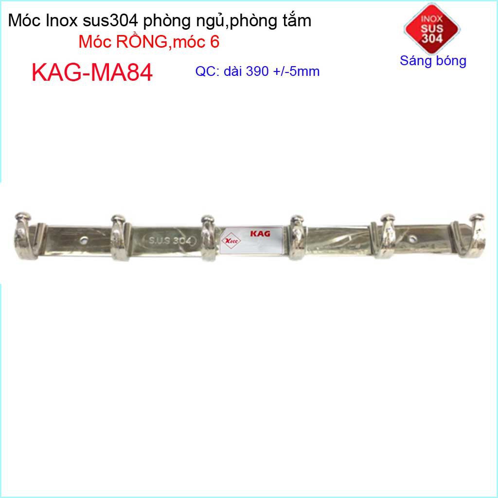 Móc rồng treo quần áo inox 304 cao cấp dày, móc Kace 6 móc treo đồ nhà tắm KAG-MA84