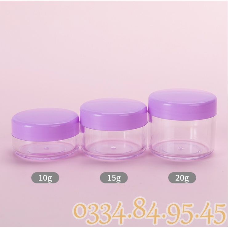 100 Hũ nhựa tròn XỊN 10g 15g 20g chiết mỹ phẩm - Hủ nhựa du lịch 10ml 15ml 20ml.