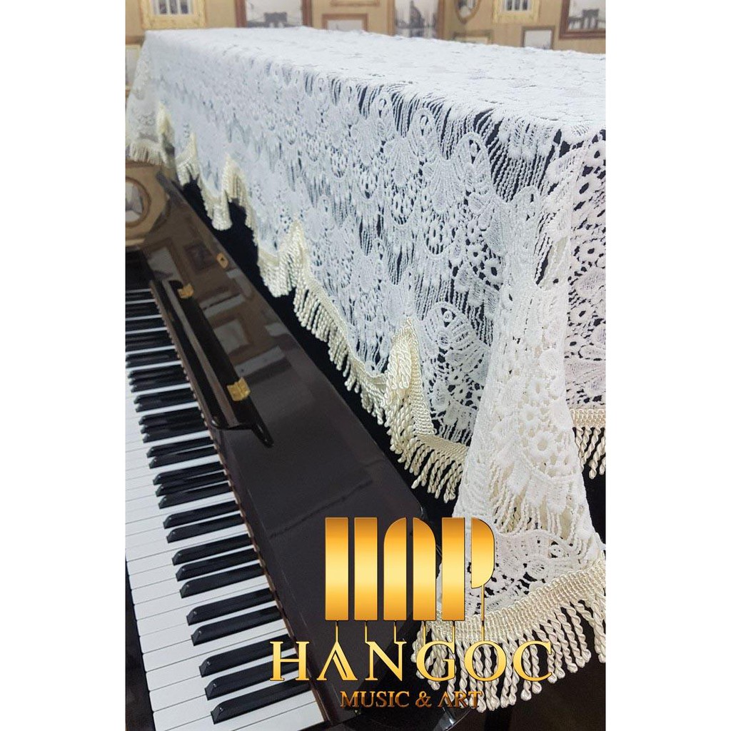 Khăn phủ đàn Piano CỰC ĐẸP chất liệu REN cao cấp, chế tác tinh xảo, màu TRẮNG