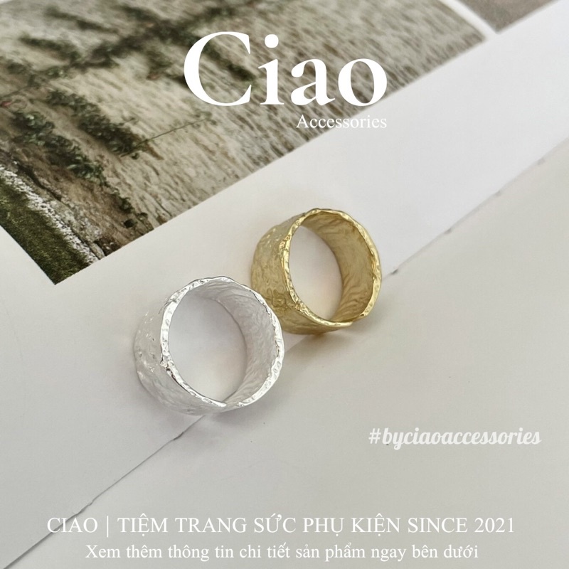 [HOẢ TỐC 1H] Nhẫn mạ bạc S925 thiết kế bản rộng hoạ tiết mã 33 trendy Ciao accessories