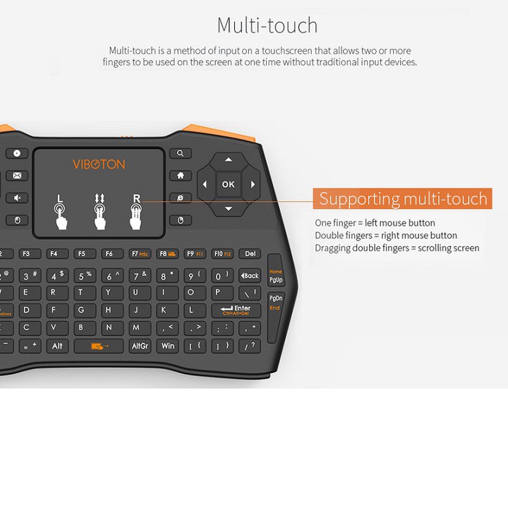Bàn Phím Mini Không Dây Đa Năng Dành Cho TV Box, Android Box VIBOTON i8 Plus, cao cấp