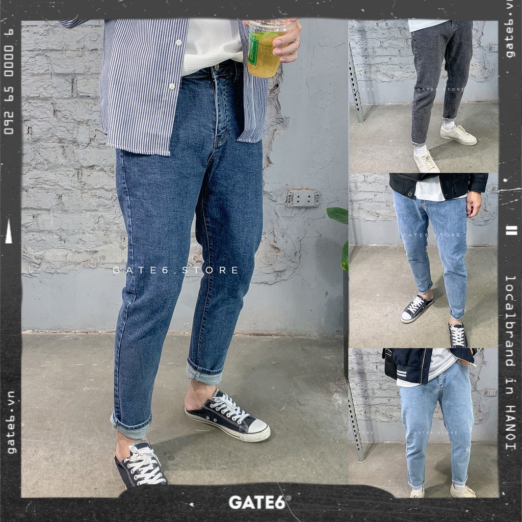 Quần Jean Nam YY slimfit 5 màu, quần bò dáng cropped vintage thời trang GATE6 - 3007