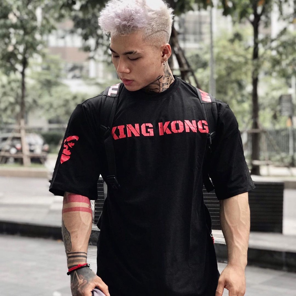 [GYMen]  Đồ tập gym Tay Ngắn Dáng Rộng Chất Liệu Cotton Thời Trang Mùa Hè Cho Nam