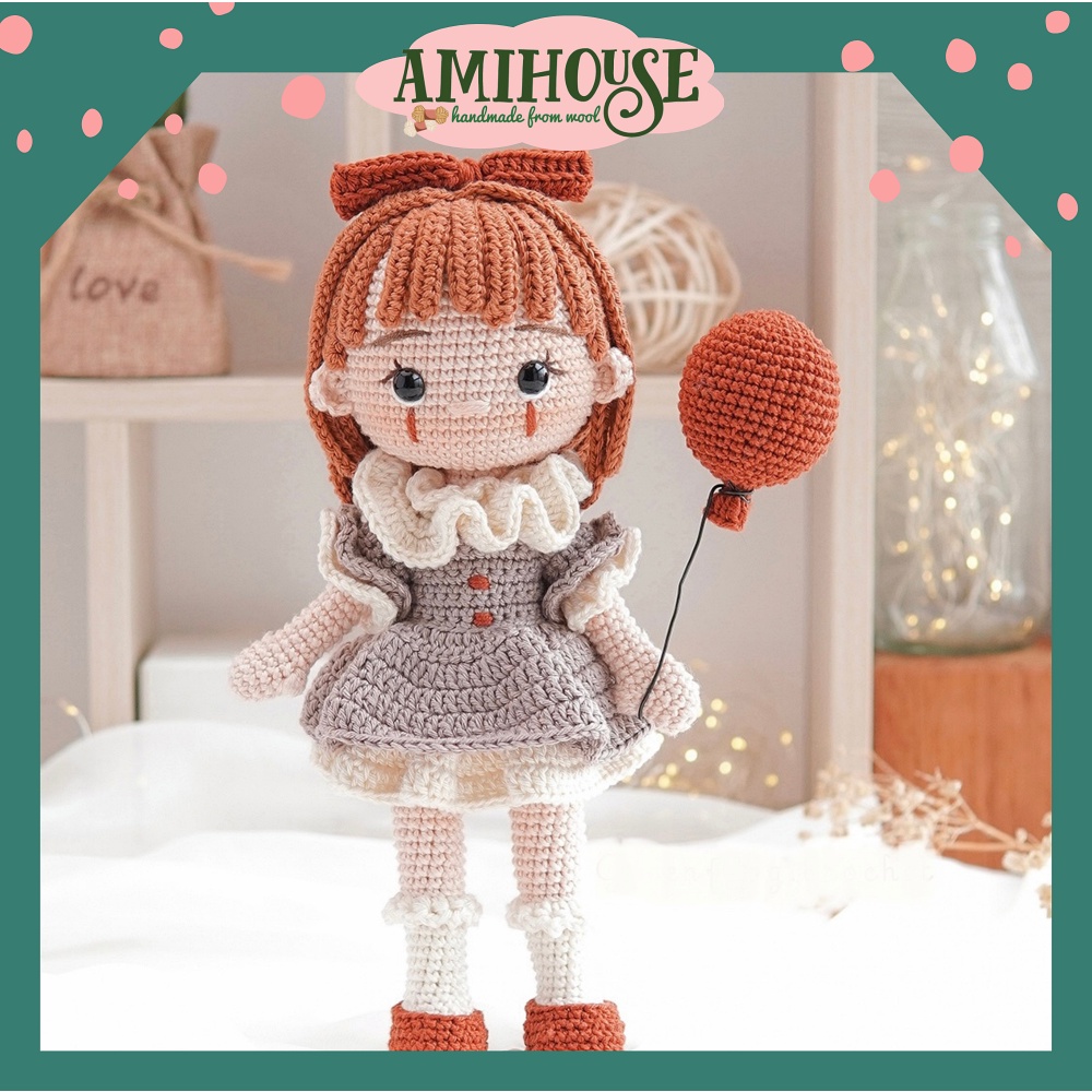Búp bê Penny bằng len móc handmade cho bé, 100% sợi cotton bền đẹp - Ami House