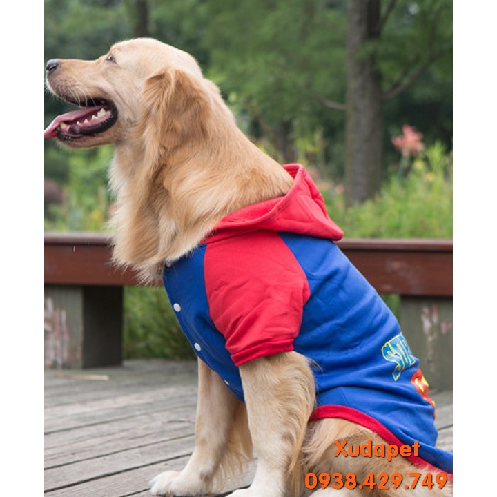 Áo Hoodie Siêu Nhân Cho Chó Lớn chất liệu thun co giãn cao cấp, màu Đỏ Xanh, Đỏ Đen - SP005157