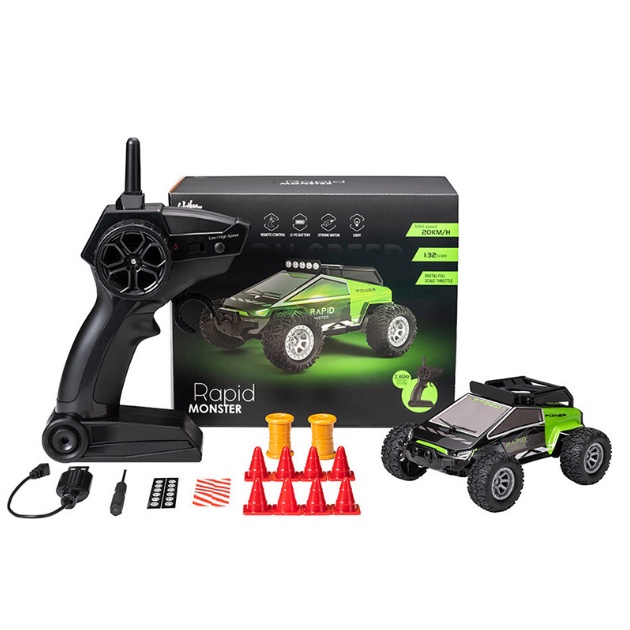 Bộ đồ chơi xe đua địa hình điều khiển từ xa Micro RC tốc độ cao 20km/h Rapid Monster mini size sóng 2.4G có điều tốc ESC