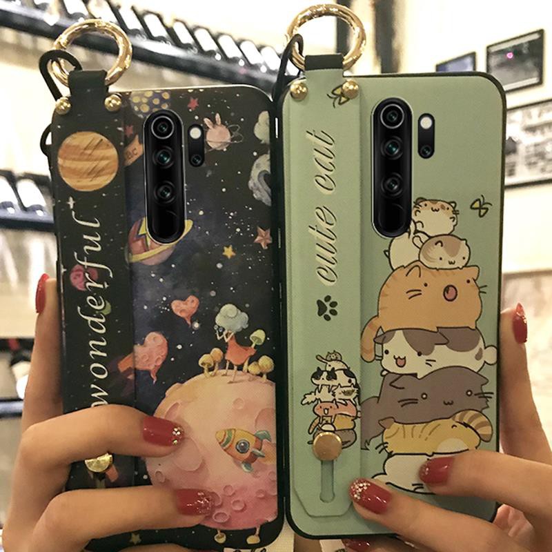 Ốp điện thoại TPU in họa tiết hoạt hình xinh xắn có dây đeo cho Xiaomi Redmi Note 8 Pro