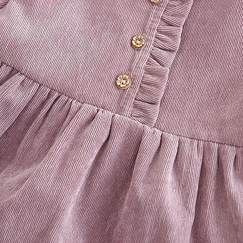 Đầm thun dài tay màu trơn kèm túi đeo chéo thời trang cho bé