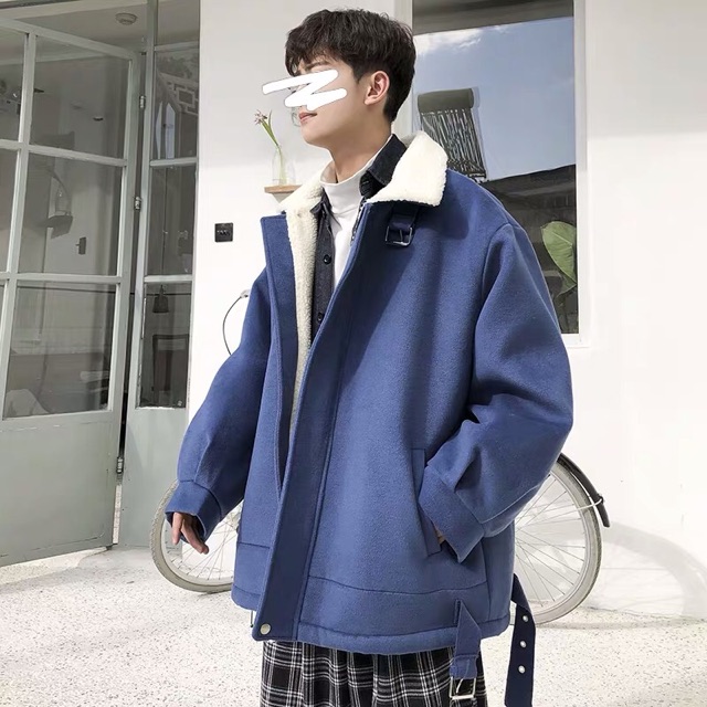 Áo khoác dạ oversize dáng rộng lót lông cừu dày siêu ấm unisex Ulzzang siêu HOT✅