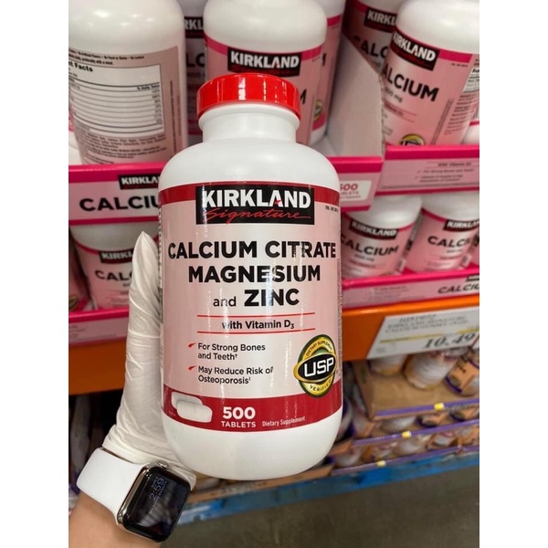 Canxi Zinc Kirkland 500 viên uống bổ xung Calcium Citrate Magnesium and kẽm