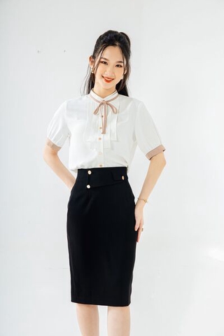 Chân váy ôm cạp lệch cài 2 cúc