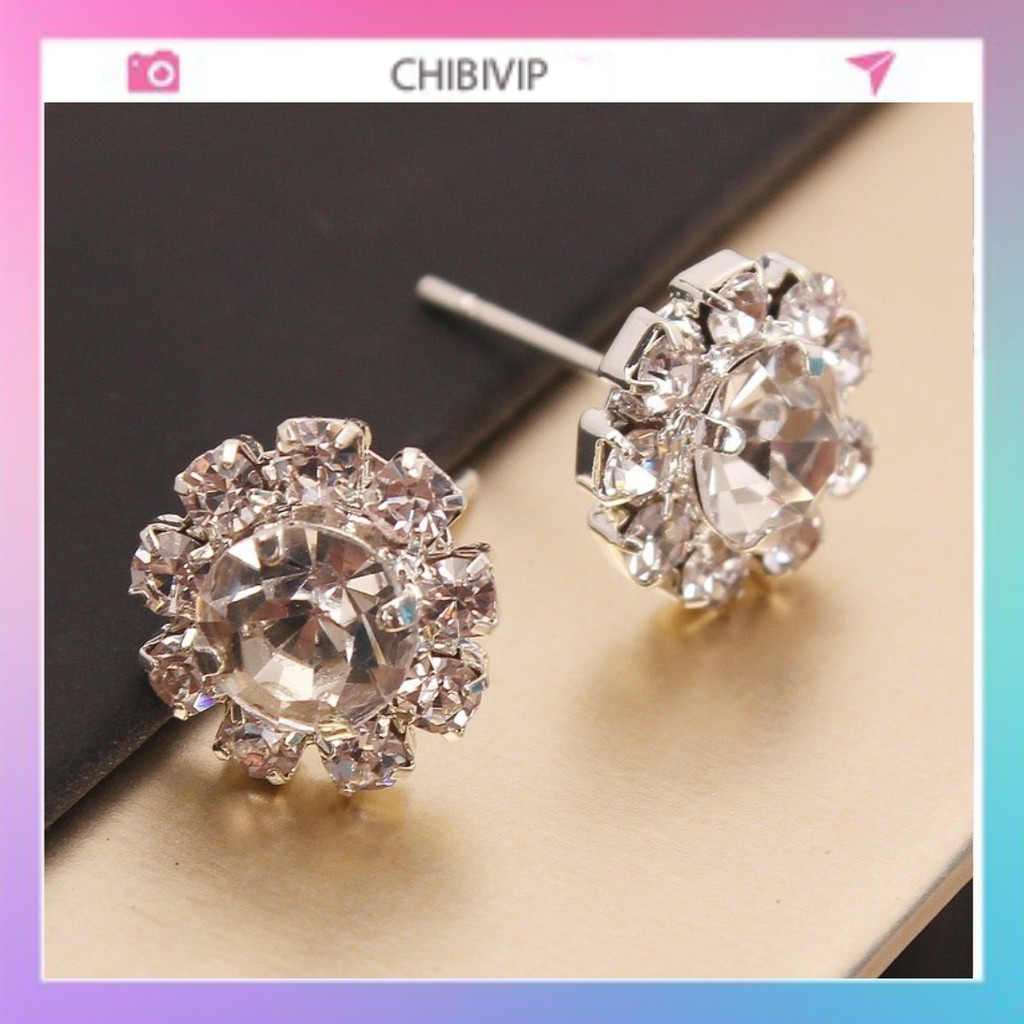 Bông tai nam nữ nhỏ đính đá zircon cá tính kiểu Hàn Quốc đẹp sang chảnh CHIBIVIP B32