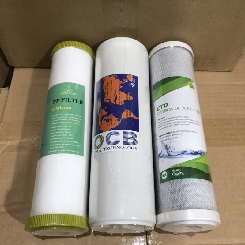 lõi lọc nước 123, sử dụng cho hầu hết các loại máy lọc gồm 3 quả