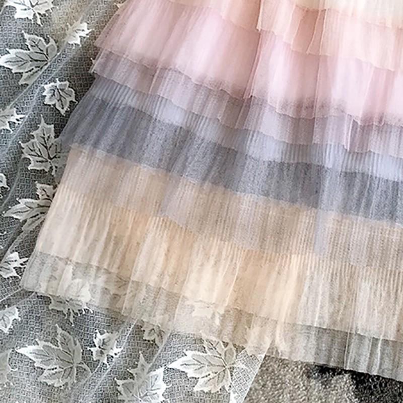 Chân váy dài eo cao màu sắc đáng yêu cho bé gái