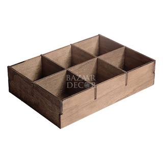 Khay gỗ ép mini 6 ô vuông 18x26x6cm