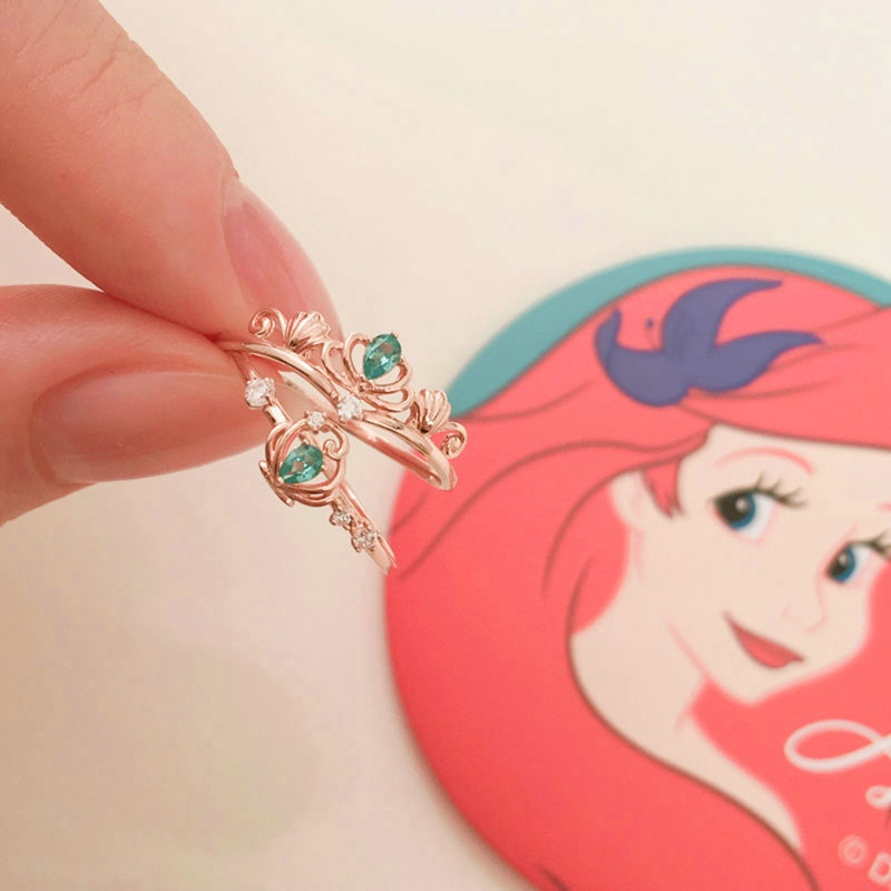 Nhẫn Mạ Bạc 925 Hình Vương Miện Công Chúa Disney Có Thể Điều Chỉnh Kích Cỡ