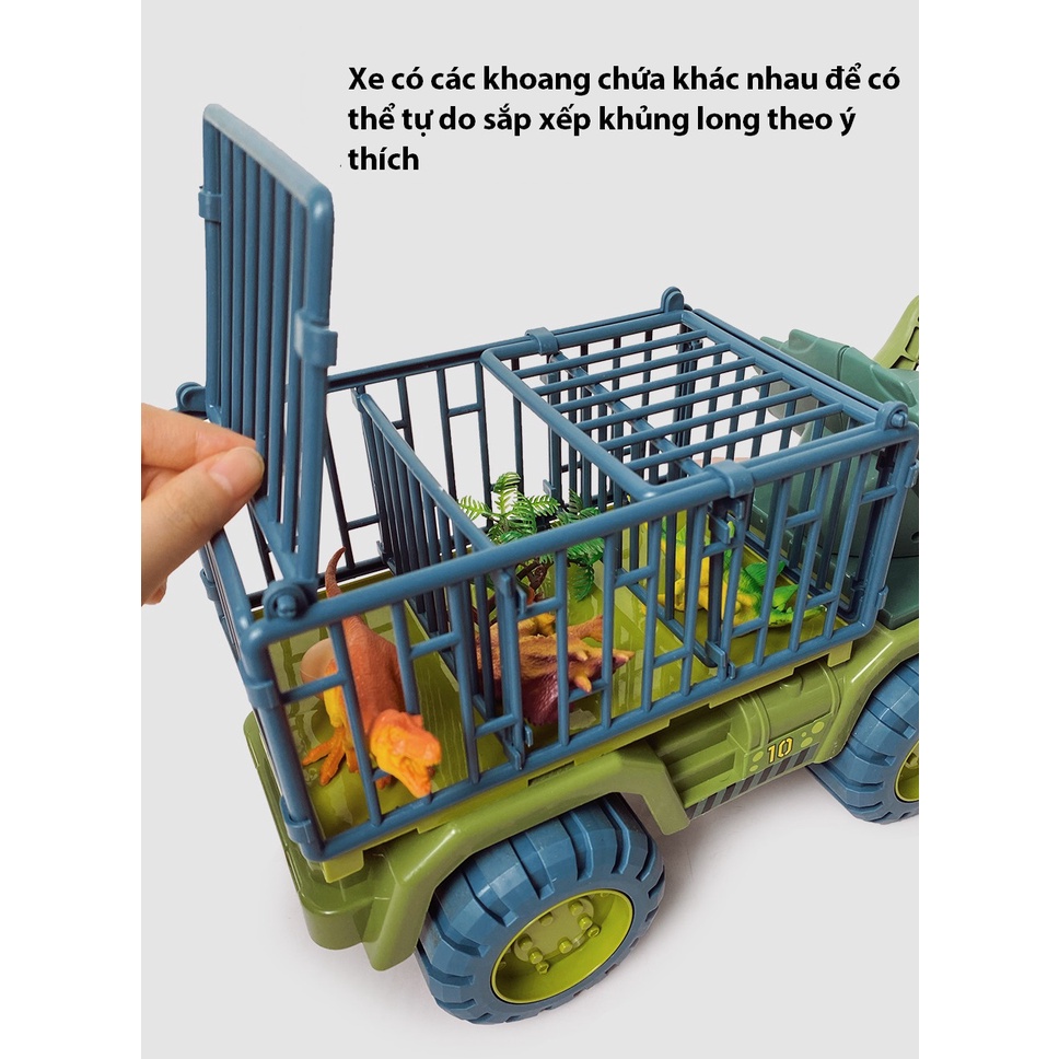 Đồ chơi xe ô tô chở khủng long BBS cỡ lớn trẻ em, bộ đồ chơi nhiều con khủng long
