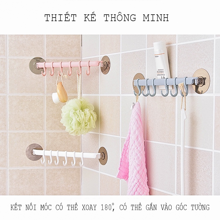 Móc treo đồ dán tường đa năng, Thanh treo góc tường nhà tắm, kích thước 37x7 cm