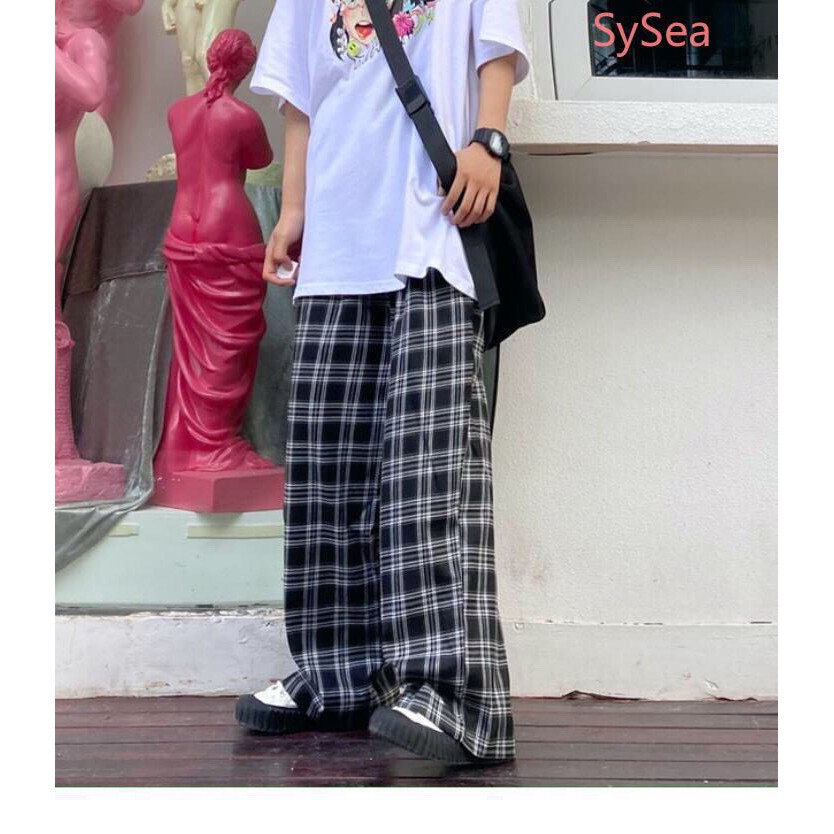 Quần kẻ caro mẫu mới ống rộng dáng suông ulzzang thời trang nam nữ cá tính/ Quần suông dáng dài cạp cao co dãn hàn quốc